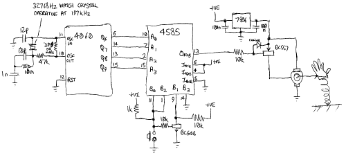 Crystal controlled RC servo drive circuit for "digital" type servos
